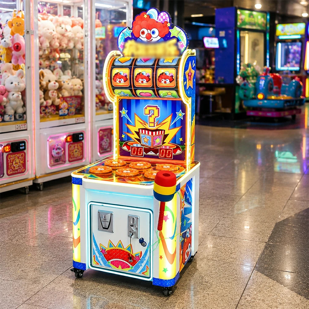 GAMEON Whack A Mole Arcade Game Machine - Coin Operated Kids Entertainment Game with Soft Hammer, Score Display & Ticket Reward System - Colourful