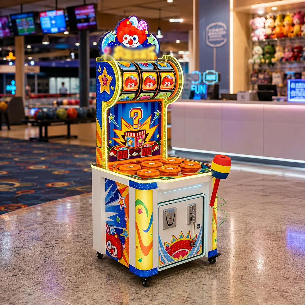 GAMEON Whack A Mole Arcade Game Machine - Coin Operated Kids Entertainment Game with Soft Hammer, Score Display & Ticket Reward System - Colourful