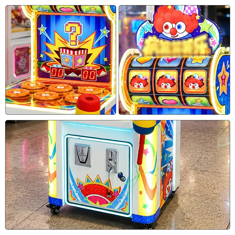 GAMEON Whack A Mole Arcade Game Machine - Coin Operated Kids Entertainment Game with Soft Hammer, Score Display & Ticket Reward System - Colourful