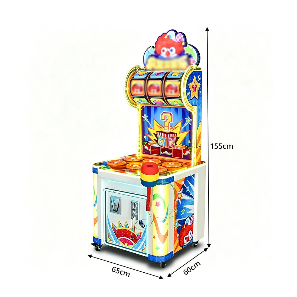 GAMEON Whack A Mole Arcade Game Machine - Coin Operated Kids Entertainment Game with Soft Hammer, Score Display & Ticket Reward System - Colourful