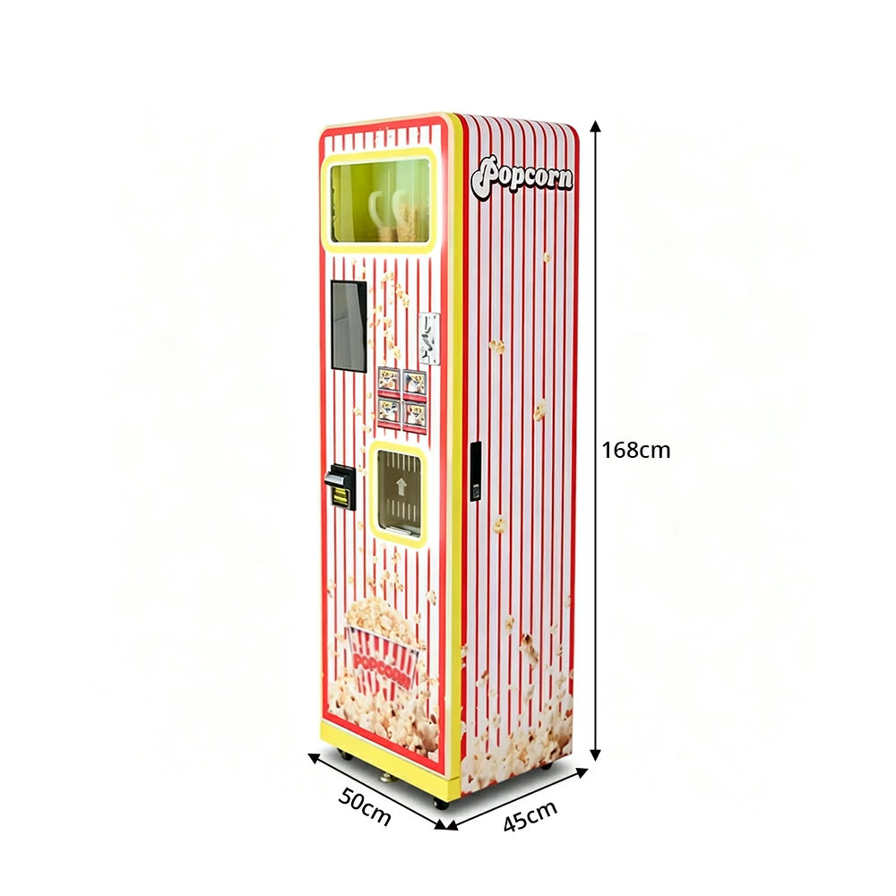 GAMEON Automatic Popcorn Vending Machine - Self Service Popcorn Maker with Touch Screen, Smart Retail System & Commercial Snack Dispenser for Entertainment Venues - Red White