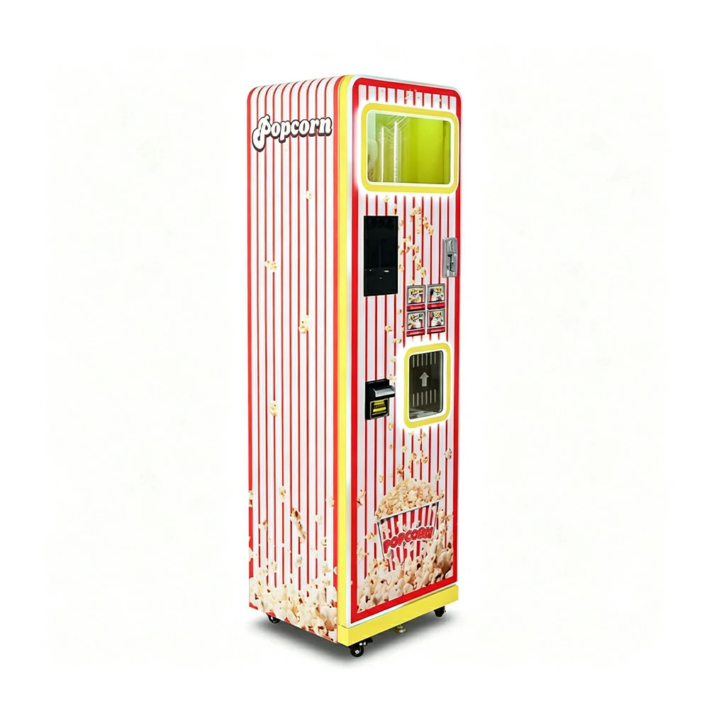 GAMEON Automatic Popcorn Vending Machine - Self Service Popcorn Maker with Touch Screen, Smart Retail System & Commercial Snack Dispenser for Entertainment Venues - Red White