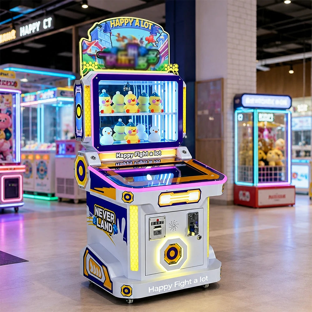 GAMEON Happy Puzzle Arcade Machine - Coin Operated Kids Game with Interactive Touchscreen, Prize Display & Ticket Reward System for Entertainment Venues - White