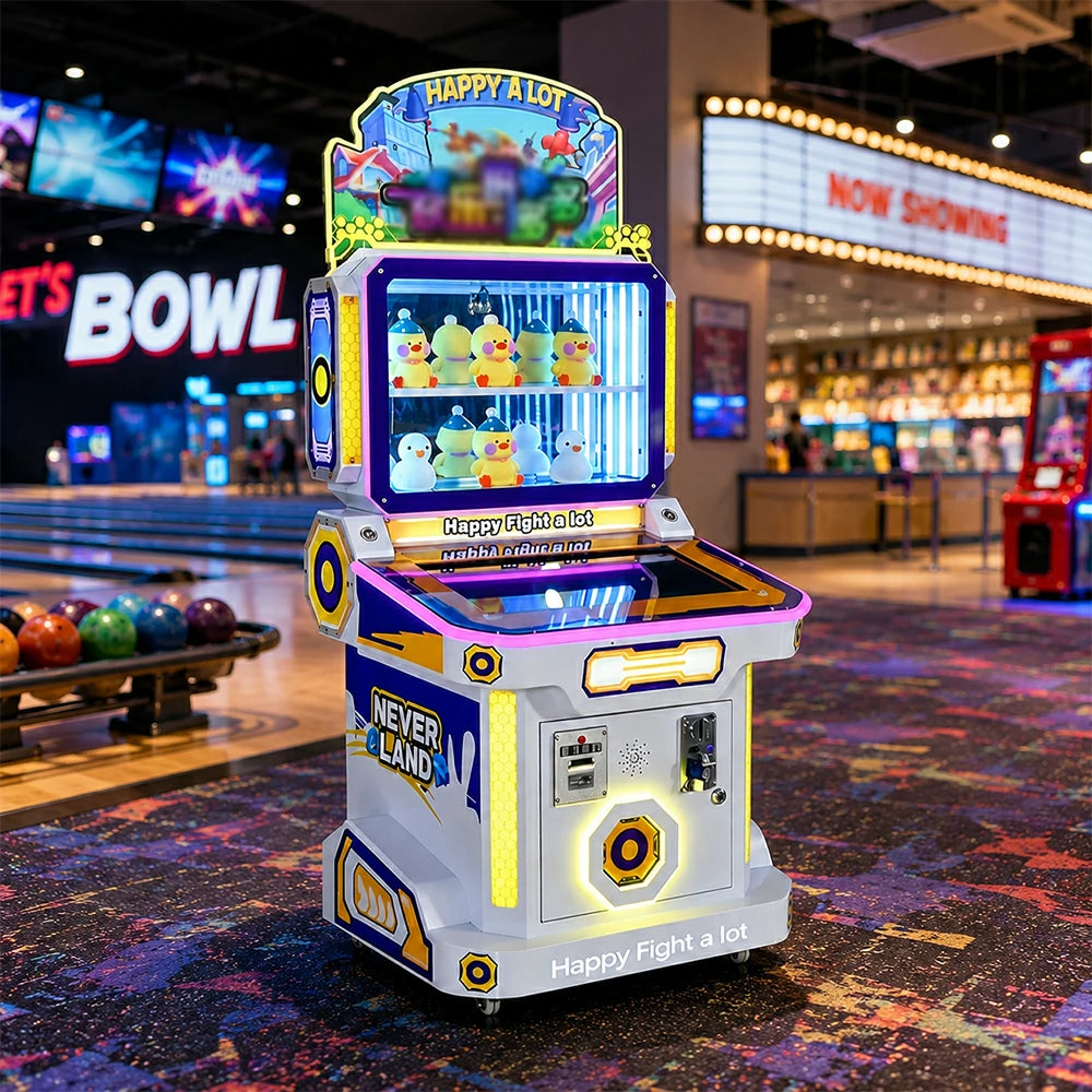GAMEON Happy Puzzle Arcade Machine - Coin Operated Kids Game with Interactive Touchscreen, Prize Display & Ticket Reward System for Entertainment Venues - White
