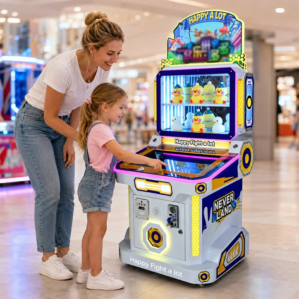 GAMEON Happy Puzzle Arcade Machine - Coin Operated Kids Game with Interactive Touchscreen, Prize Display & Ticket Reward System for Entertainment Venues - White