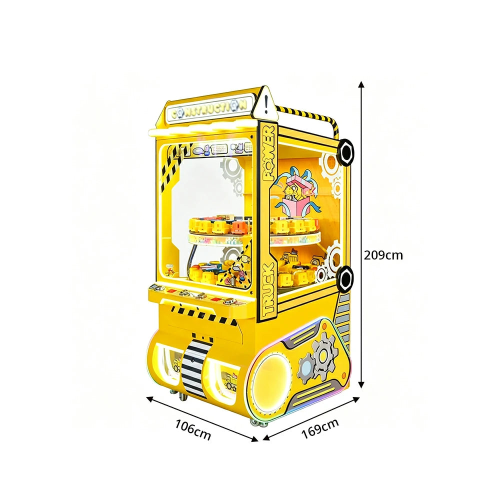 GAMEON Treasure Truck Prize Machine - Coin Operated Arcade Gift Game with Interactive Truck Theme, Prize Display & Reward System for Kids Entertainment Venues - Yellow