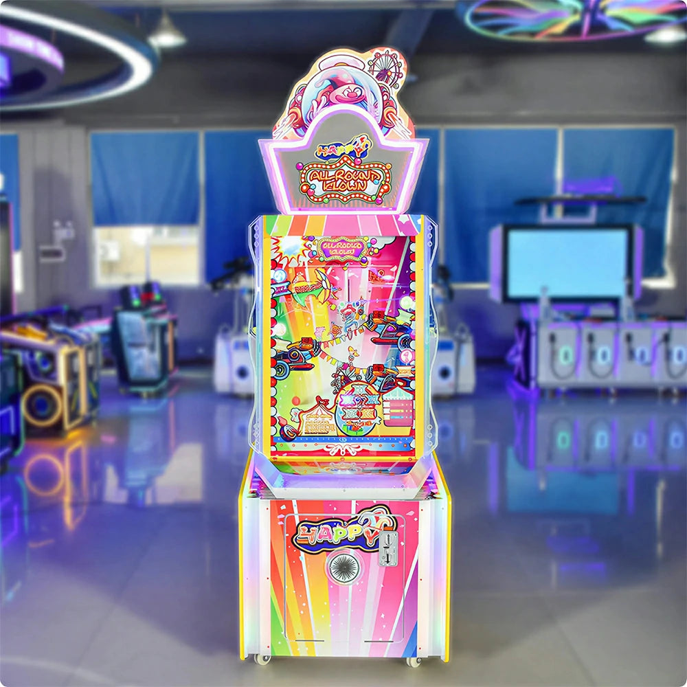 GAMEON Clown Bonus Arcade Machine - Coin Operated Kids Ticket Game with Ball Launch Challenge, Bonus Wheel & Prize Reward System - Colourful
