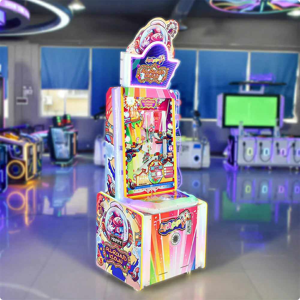 GAMEON Clown Bonus Arcade Machine - Coin Operated Kids Ticket Game with Ball Launch Challenge, Bonus Wheel & Prize Reward System - Colourful