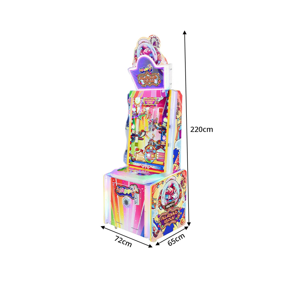 GAMEON Clown Bonus Arcade Machine - Coin Operated Kids Ticket Game with Ball Launch Challenge, Bonus Wheel & Prize Reward System - Colourful
