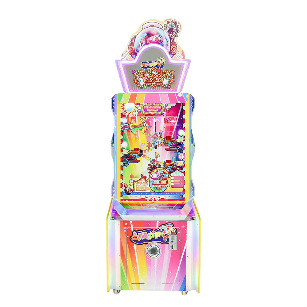 GAMEON Clown Bonus Arcade Machine - Coin Operated Kids Ticket Game with Ball Launch Challenge, Bonus Wheel & Prize Reward System - Colourful