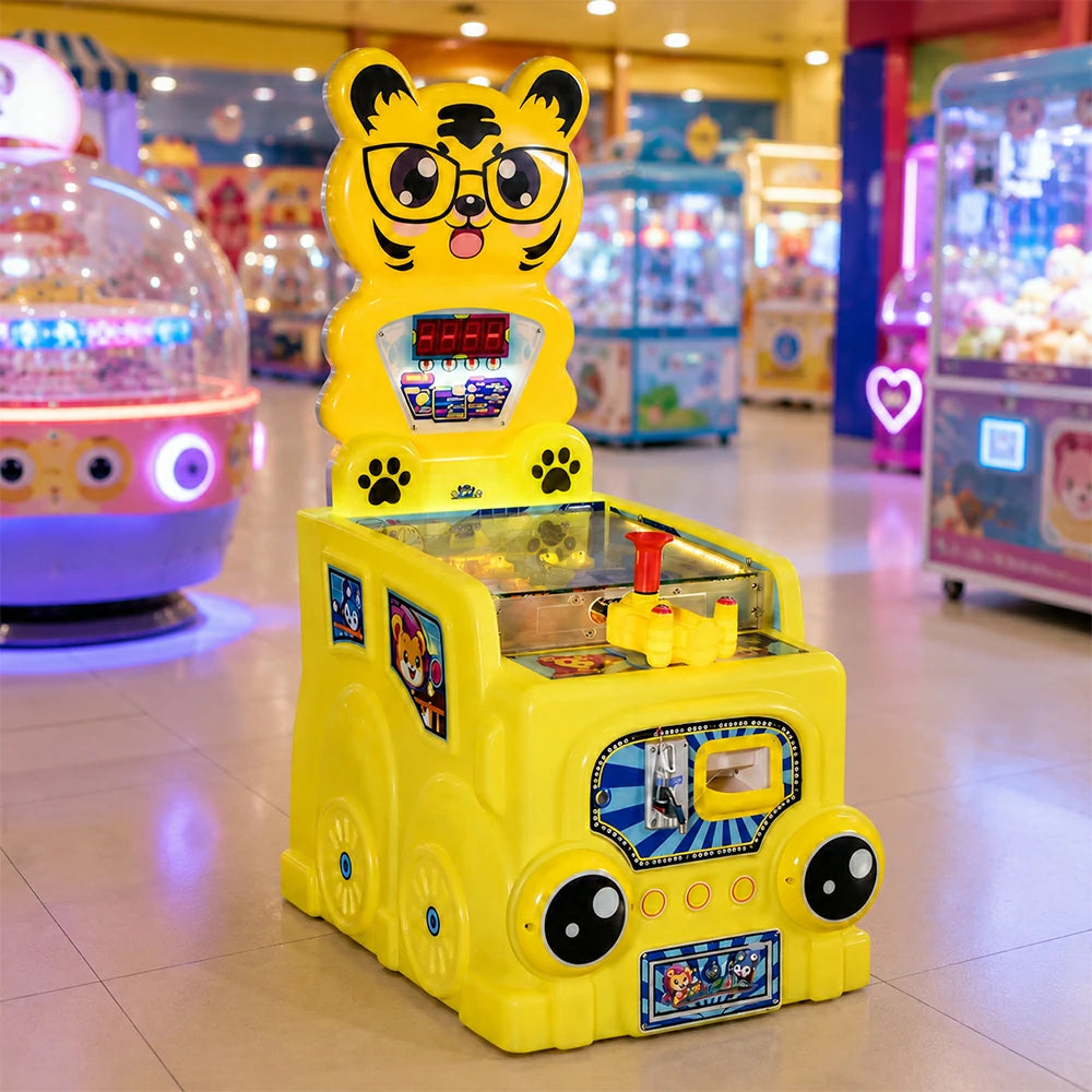 GAMEON Marble Shooting Arcade Machine - Coin Operated Kids Game with Target Shooting Challenge, Score Display & Reward System for Entertainment Venues - Yellow