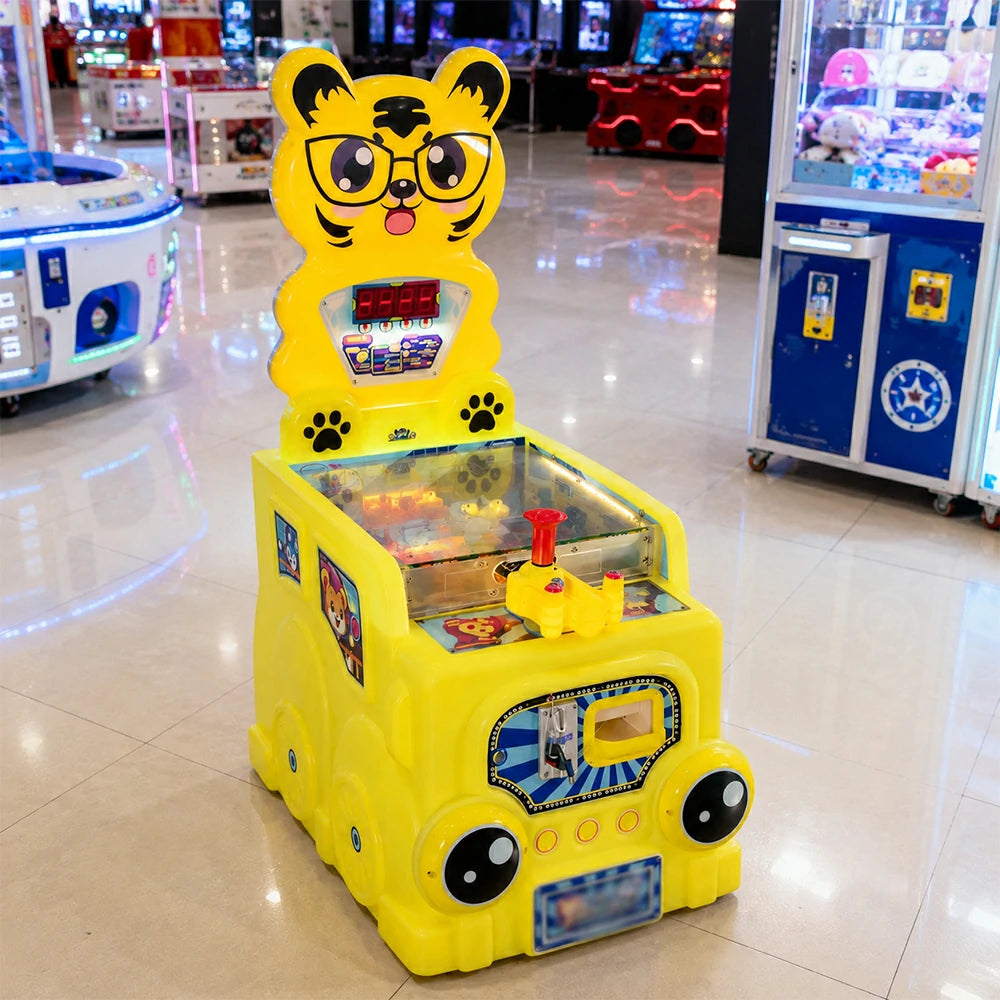 GAMEON Marble Shooting Arcade Machine - Coin Operated Kids Game with Target Shooting Challenge, Score Display & Reward System for Entertainment Venues - Yellow