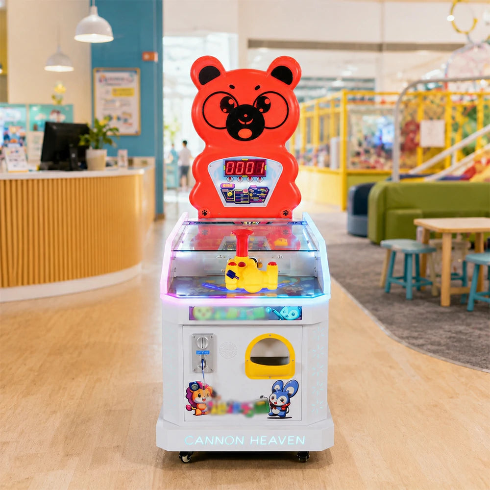 GAMEON Marble Shooting Arcade Machine - Coin Operated Kids Game with Target Shooting Challenge, Score Display & Reward System for Entertainment Venues - Red