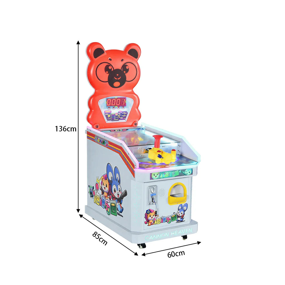 GAMEON Marble Shooting Arcade Machine - Coin Operated Kids Game with Target Shooting Challenge, Score Display & Reward System for Entertainment Venues - Red