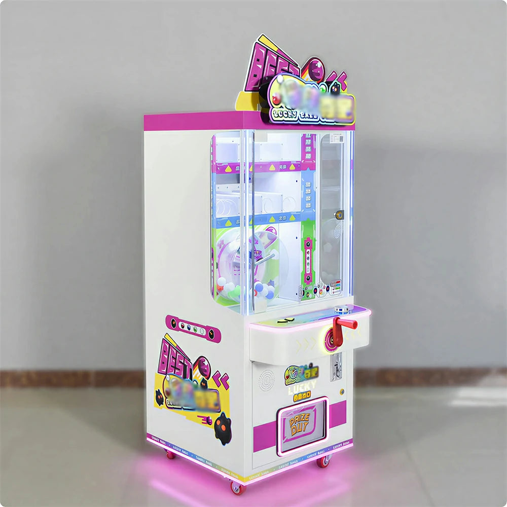 GAMEON Lucky Ball Prize Machine - Coin Operated Arcade Gift Game with Ball Control Challenge, Prize Display & Reward System for Kids Entertainment Venues - White