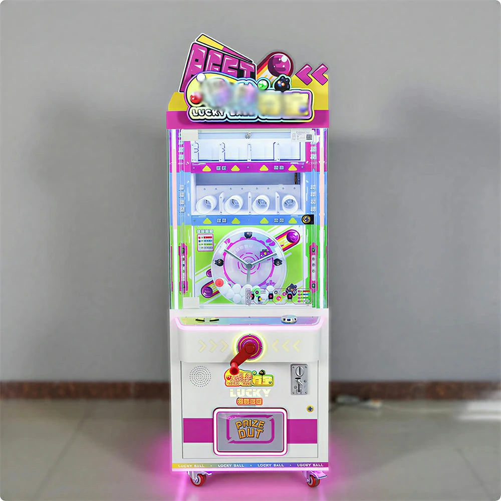 GAMEON Lucky Ball Prize Machine - Coin Operated Arcade Gift Game with Ball Control Challenge, Prize Display & Reward System for Kids Entertainment Venues - White