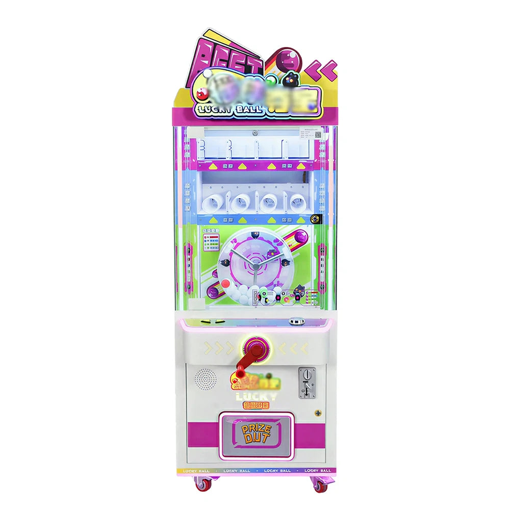 GAMEON Lucky Ball Prize Machine - Coin Operated Arcade Gift Game with Ball Control Challenge, Prize Display & Reward System for Kids Entertainment Venues - White