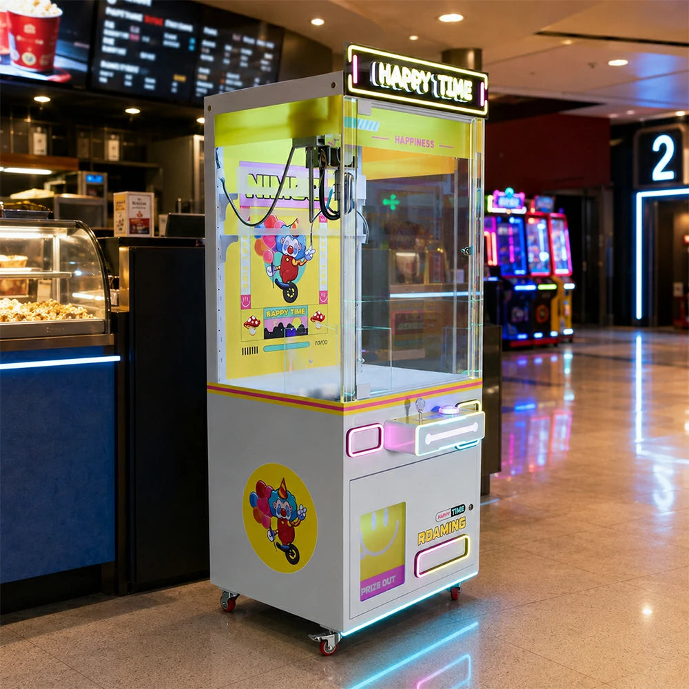 GAMEON Claw Machine - Coin Operated Arcade Prize Game with Joystick Control, Transparent Display & Gift Grabber System for Kids Entertainment Venues - Yellow