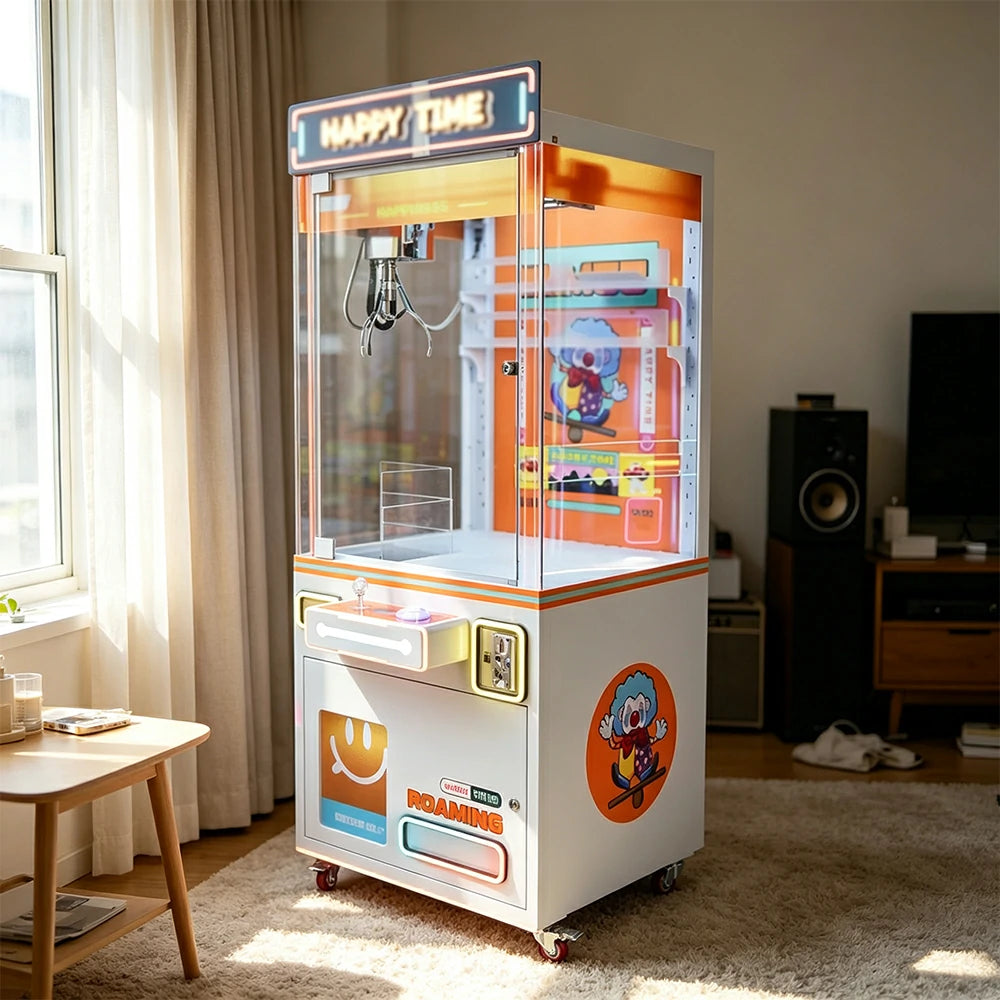 GAMEON Claw Machine - Coin Operated Arcade Prize Game with Joystick Control, Transparent Display & Gift Grabber System for Kids Entertainment Venues - Orange