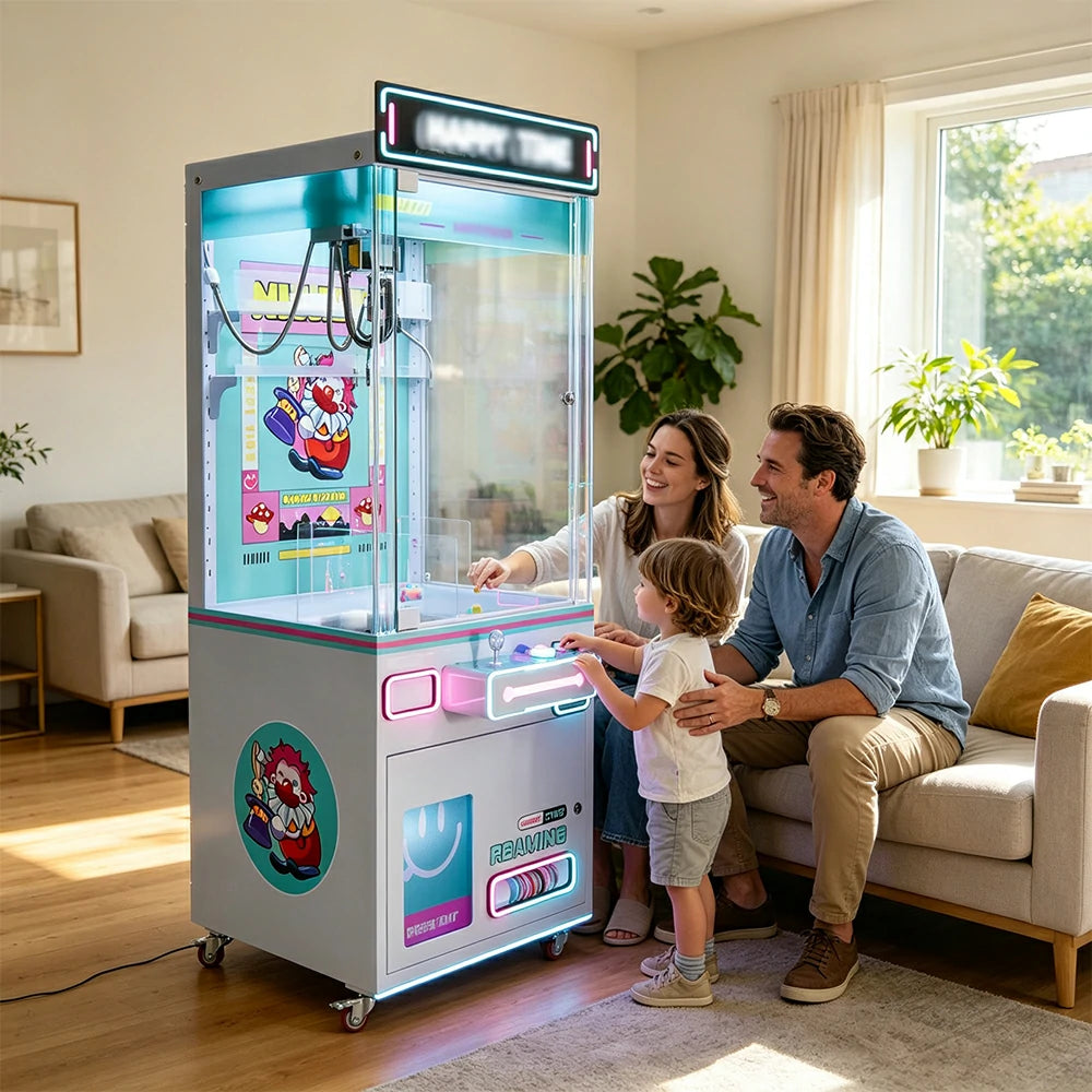 GAMEON Claw Machine - Coin Operated Arcade Prize Game with Joystick Control, Transparent Display & Gift Grabber System for Kids Entertainment Venues - Blue