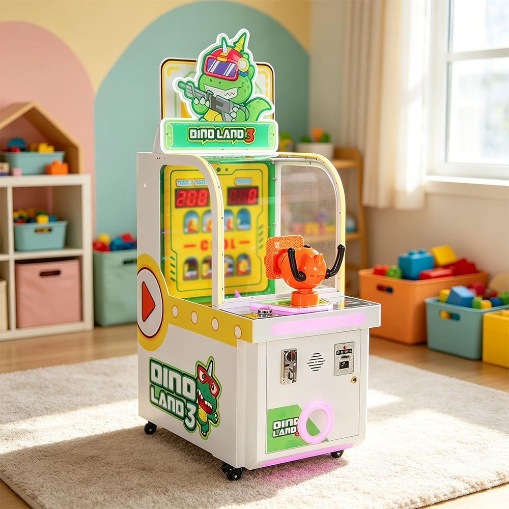 GAMEON Dinosaur Hunter III Shooting Game Machine - Coin Operated Arcade Shooting Game with Target Challenge, Score Display & Ticket Reward System - Green