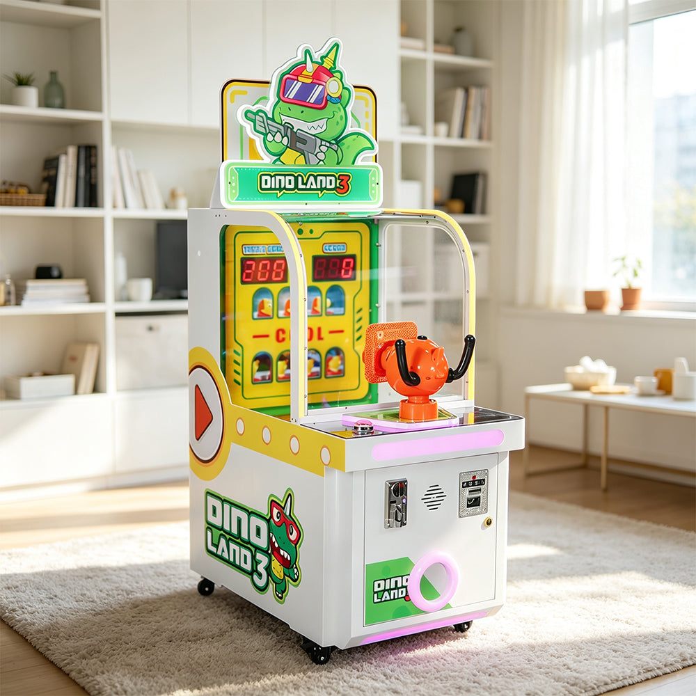 GAMEON Dinosaur Hunter III Shooting Game Machine - Coin Operated Arcade Shooting Game with Target Challenge, Score Display & Ticket Reward System - Green
