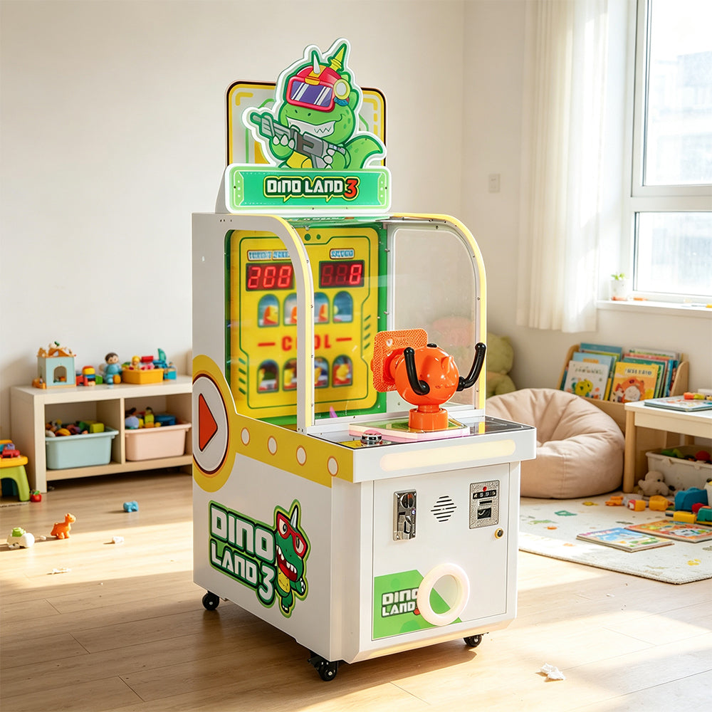 GAMEON Dinosaur Hunter III Shooting Game Machine - Coin Operated Arcade Shooting Game with Target Challenge, Score Display & Ticket Reward System - Green