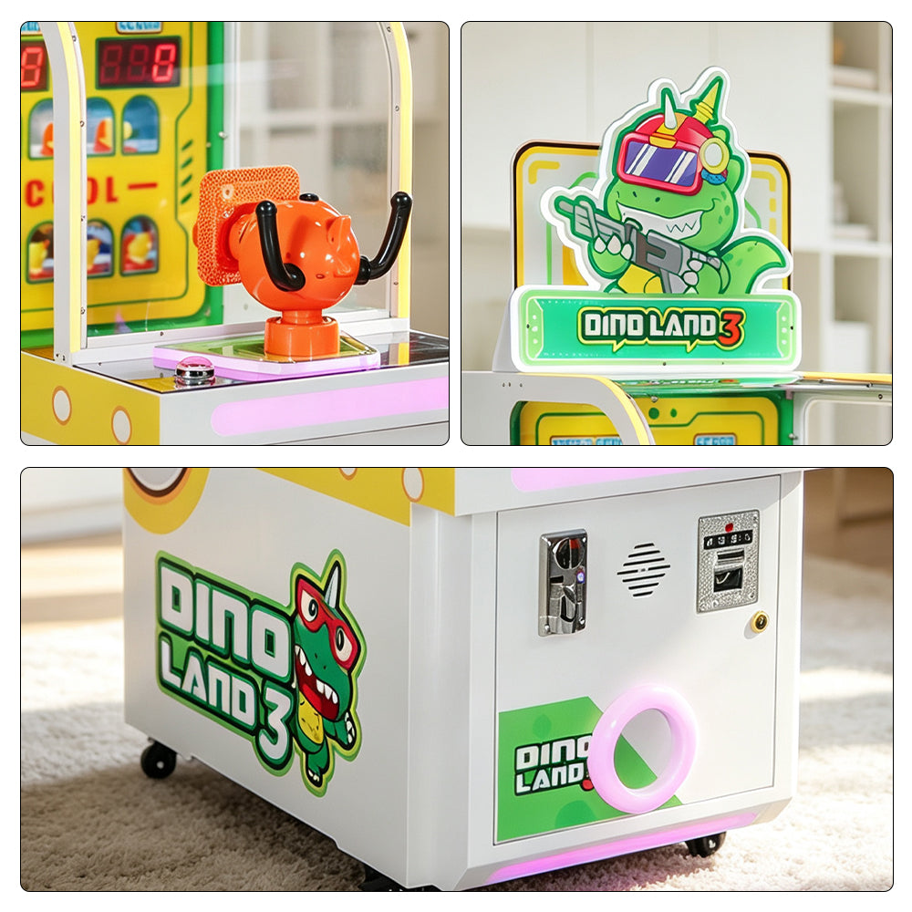 GAMEON Dinosaur Hunter III Shooting Game Machine - Coin Operated Arcade Shooting Game with Target Challenge, Score Display & Ticket Reward System - Green