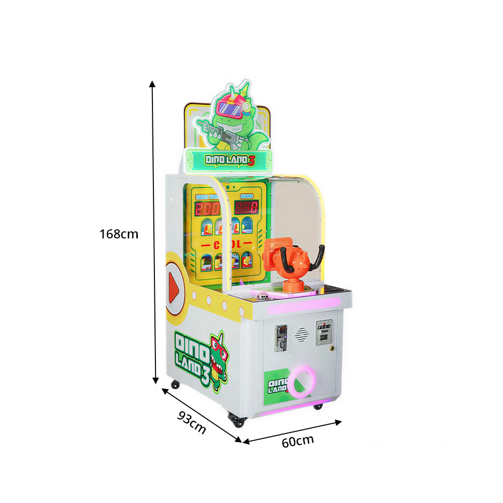 GAMEON Dinosaur Hunter III Shooting Game Machine - Coin Operated Arcade Shooting Game with Target Challenge, Score Display & Ticket Reward System - Green