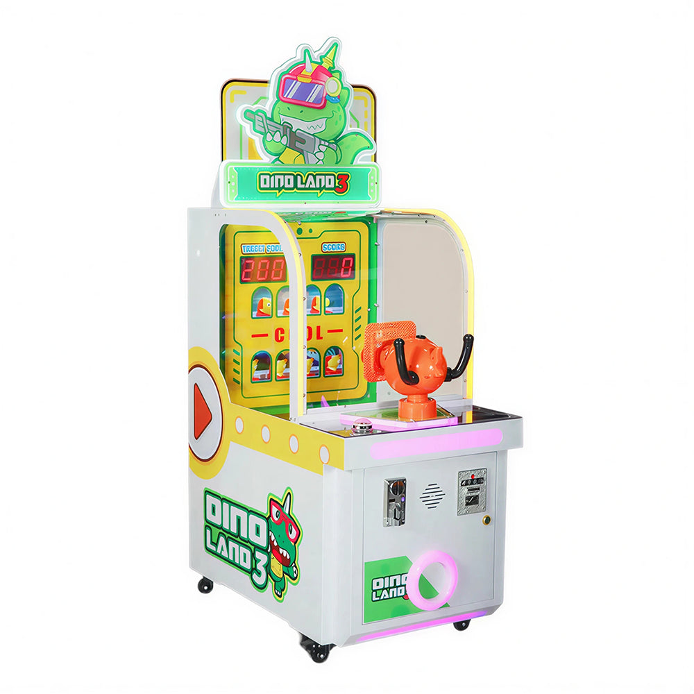 GAMEON Dinosaur Hunter III Shooting Game Machine - Coin Operated Arcade Shooting Game with Target Challenge, Score Display & Ticket Reward System - Green