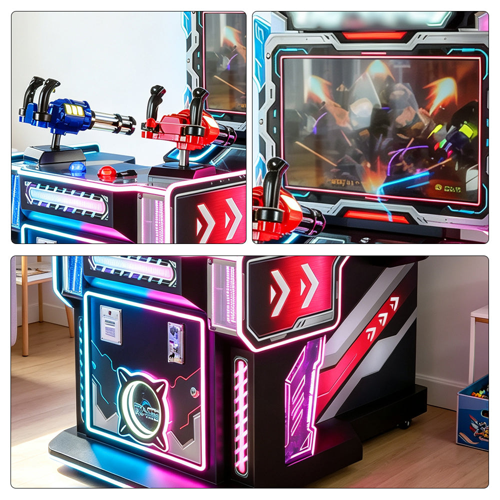 GAMEON Magic Shooting Arcade Machine - Coin Operated Dual Player Shooting Game with HD Display, Light Effects & Ticket Reward System - Black