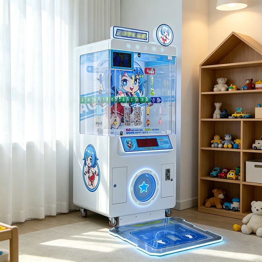 GAMEON Step Challenge Prize Machine - Interactive Footstep Arcade Game with QR Payment, Digital Score Display & Random Rewards for Kids Entertainment Venues - White