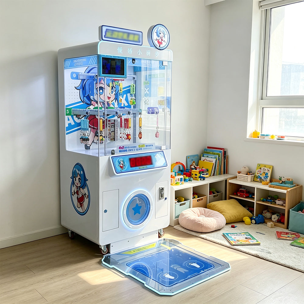 GAMEON Step Challenge Prize Machine - Interactive Footstep Arcade Game with QR Payment, Digital Score Display & Random Rewards for Kids Entertainment Venues - White
