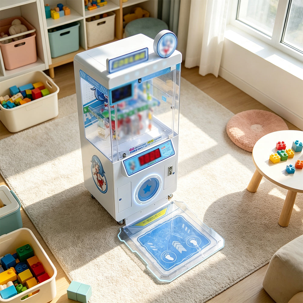GAMEON Step Challenge Prize Machine - Interactive Footstep Arcade Game with QR Payment, Digital Score Display & Random Rewards for Kids Entertainment Venues - White