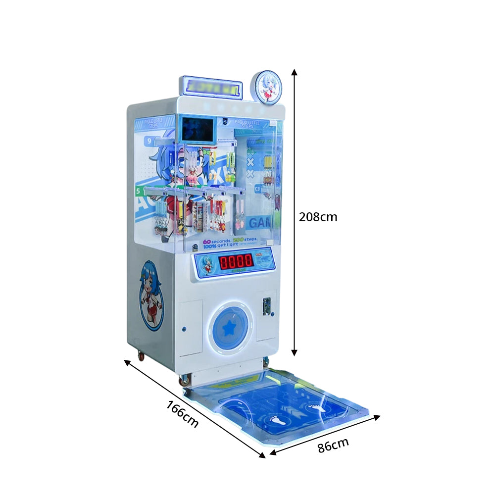 GAMEON Step Challenge Prize Machine - Interactive Footstep Arcade Game with QR Payment, Digital Score Display & Random Rewards for Kids Entertainment Venues - White