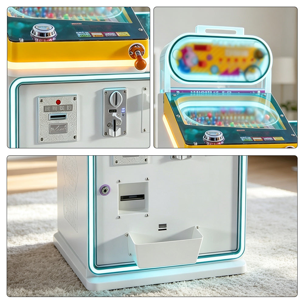 GAMEON Card Reward Marble Machine - Coin Operated Arcade Game with Marble Launcher, Random Prize Cards & Interactive Challenge for Kids Entertainment Venues - White