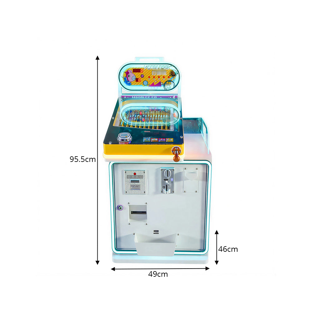 GAMEON Card Reward Marble Machine - Coin Operated Arcade Game with Marble Launcher, Random Prize Cards & Interactive Challenge for Kids Entertainment Venues - White