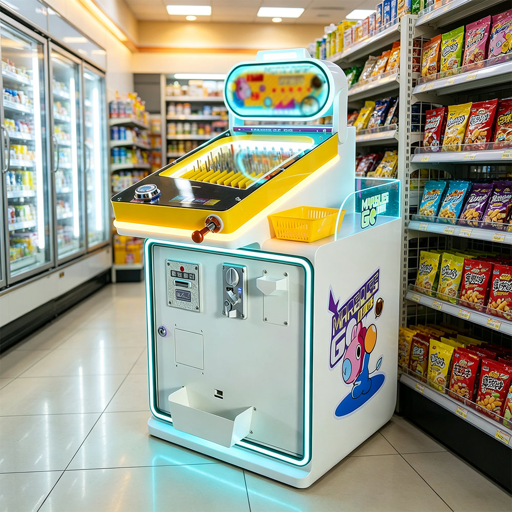 GAMEON Marble Reward Machine - Coin Operated Arcade Game with Marble Launcher, Random Marble Rewards & Interactive Challenge for Kids Entertainment Venues - White