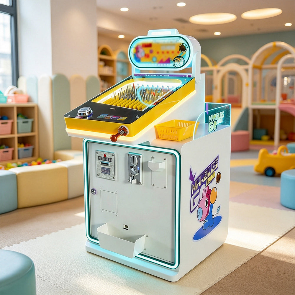 GAMEON Marble Reward Machine - Coin Operated Arcade Game with Marble Launcher, Random Marble Rewards & Interactive Challenge for Kids Entertainment Venues - White