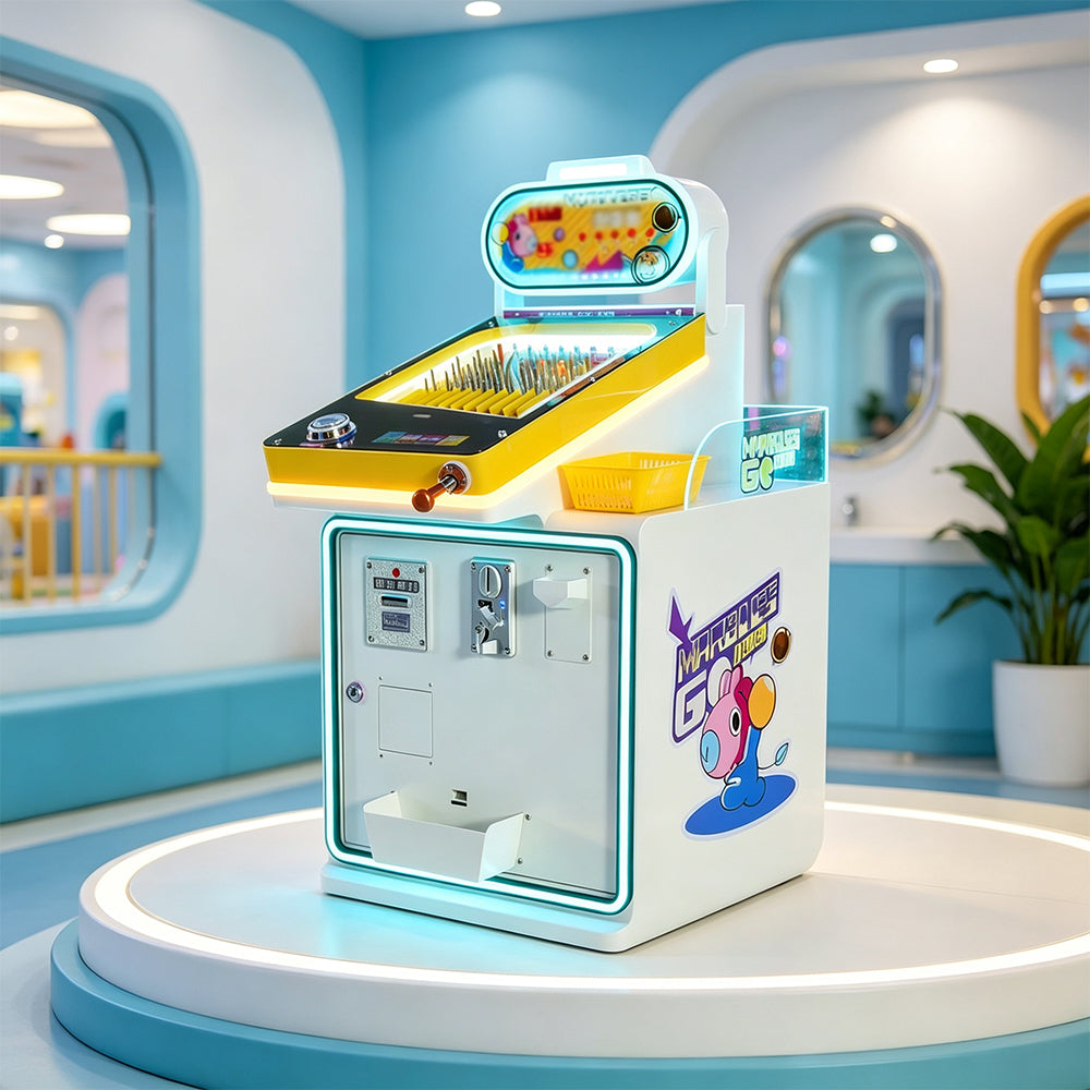 GAMEON Marble Reward Machine - Coin Operated Arcade Game with Marble Launcher, Random Marble Rewards & Interactive Challenge for Kids Entertainment Venues - White