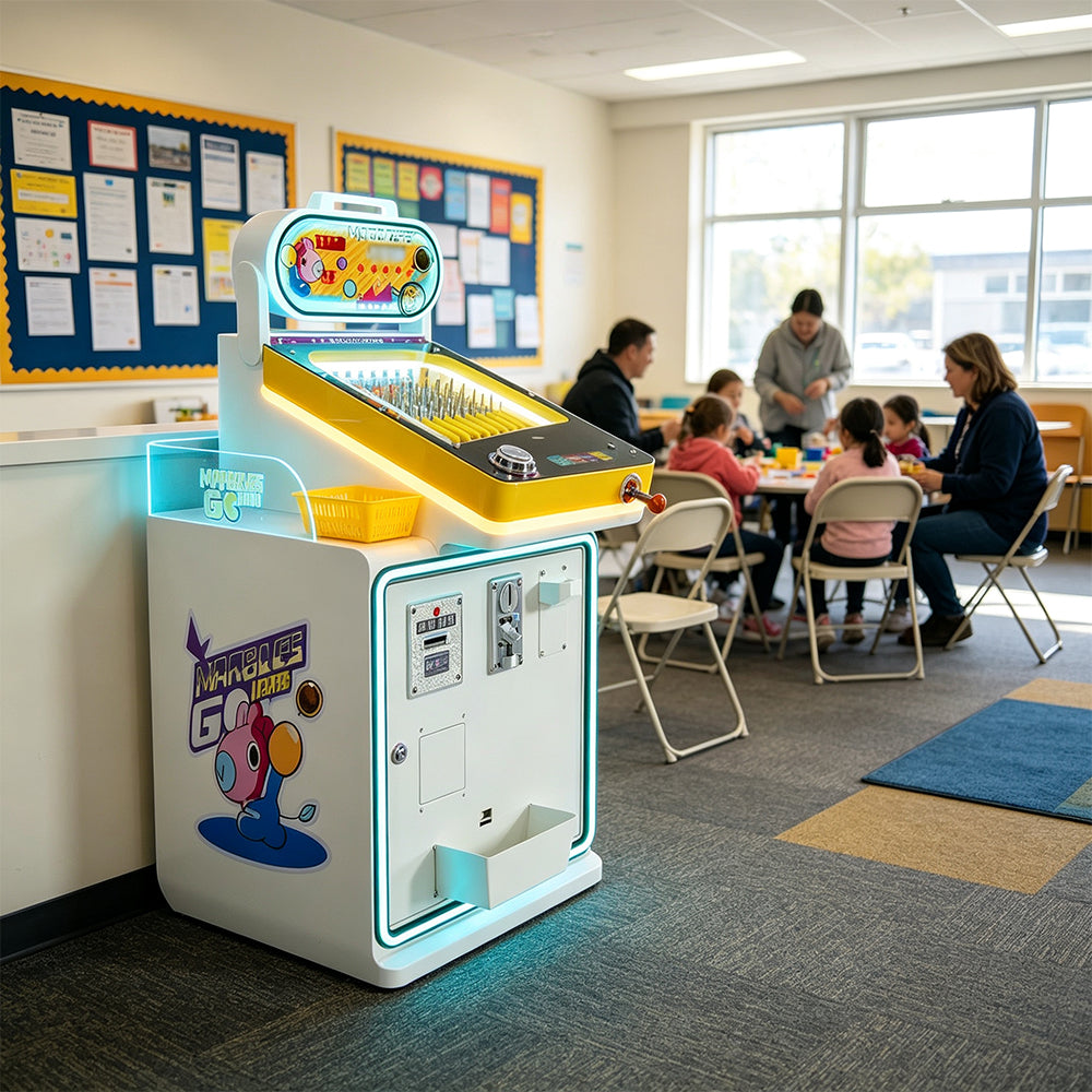 GAMEON Marble Reward Machine - Coin Operated Arcade Game with Marble Launcher, Random Marble Rewards & Interactive Challenge for Kids Entertainment Venues - White
