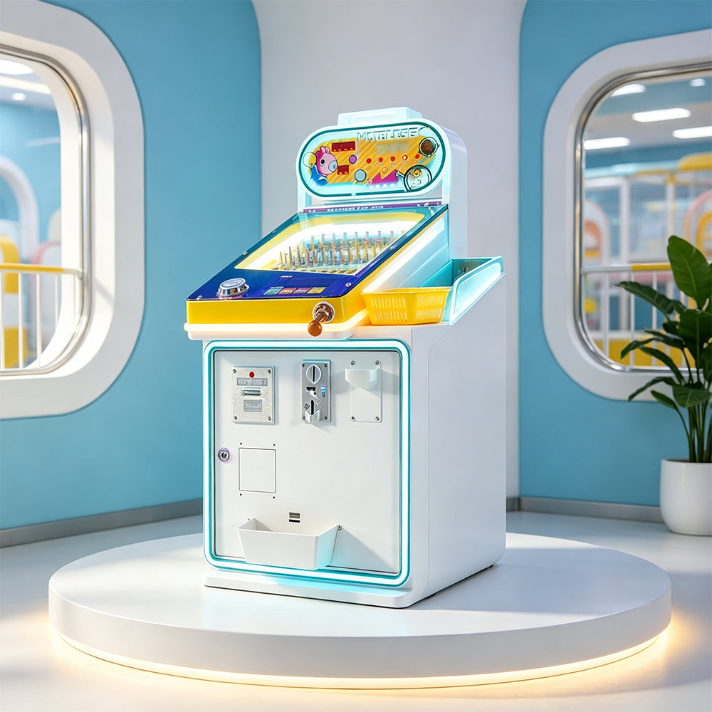 GAMEON Ticket Reward Marble Machine - Coin Operated Arcade Game with Marble Launcher, Ticket Rewards & Interactive Challenge for Kids Entertainment Venues - White
