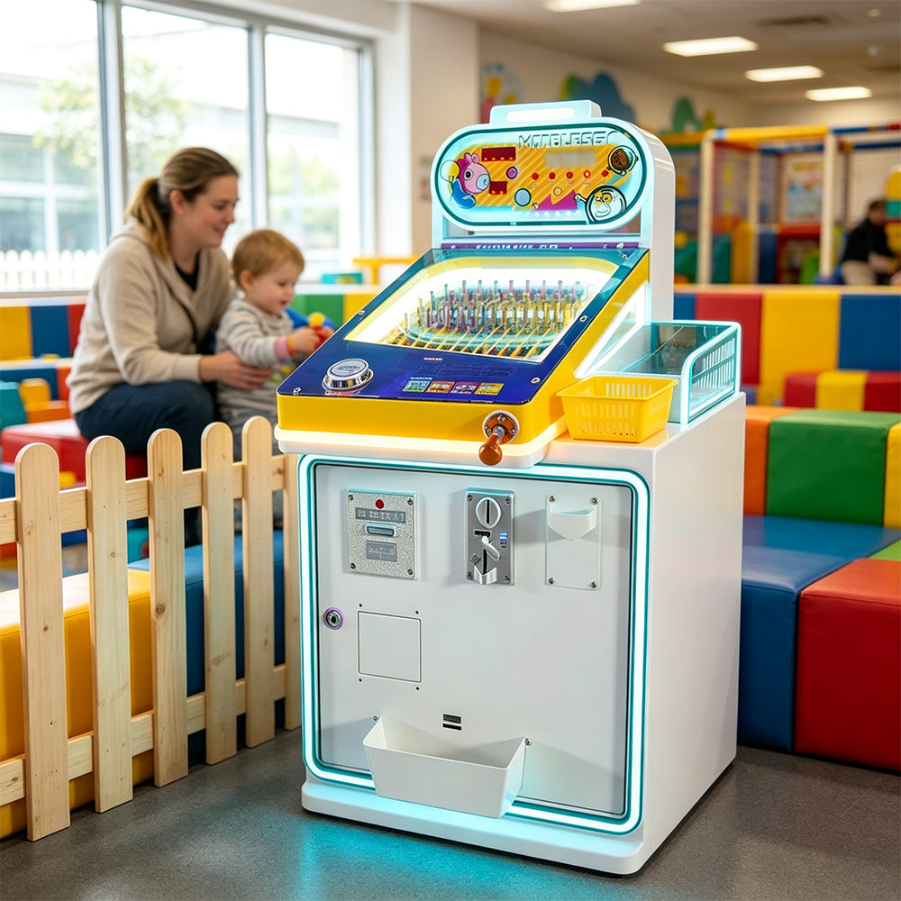 GAMEON Ticket Reward Marble Machine - Coin Operated Arcade Game with Marble Launcher, Ticket Rewards & Interactive Challenge for Kids Entertainment Venues - White