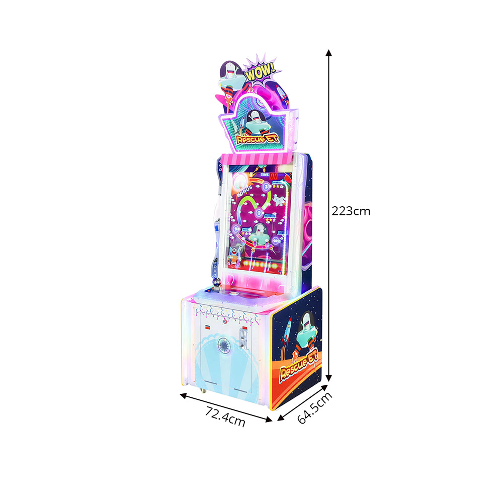 GAMEON Space Rescue Arcade Machine - Coin Operated Ticket Game with Spaceship Control, Interactive Challenge & Prize Rewards for Kids Entertainment Venues - White