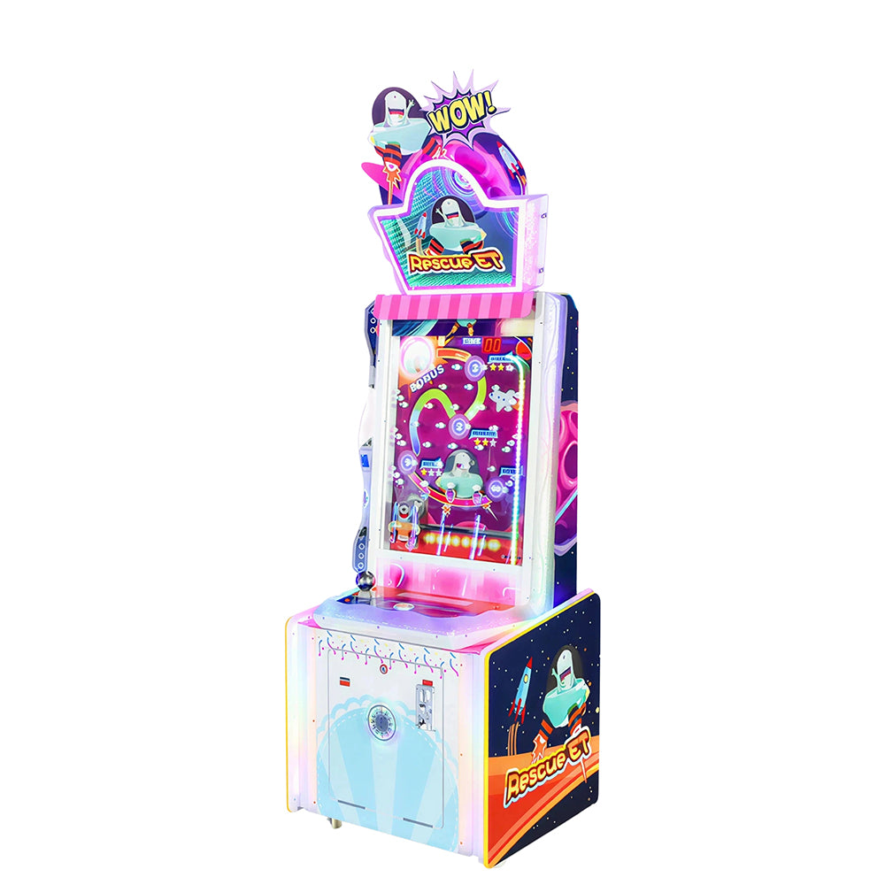 GAMEON Space Rescue Arcade Machine - Coin Operated Ticket Game with Spaceship Control, Interactive Challenge & Prize Rewards for Kids Entertainment Venues - White
