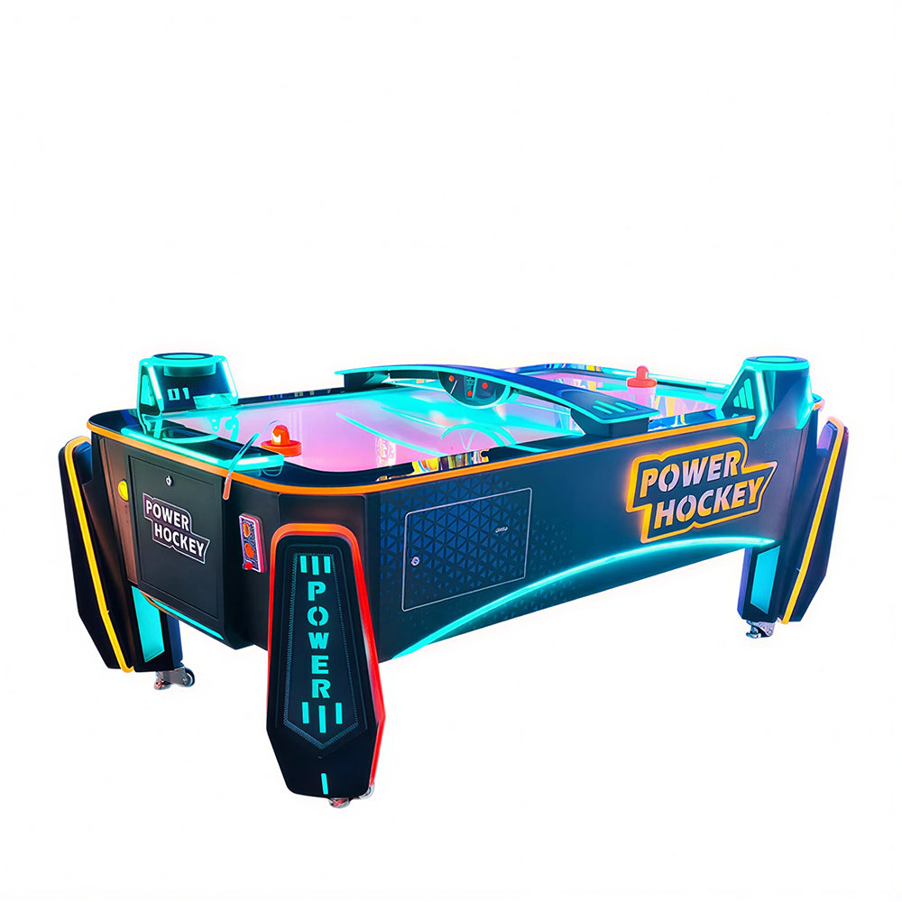 GAMEON Power Hockey Arcade Machine - Air Powered Hockey Game Table with Electronic Scoring, LED Lights & Interactive Two Player Challenge for Entertainment Venues - Black