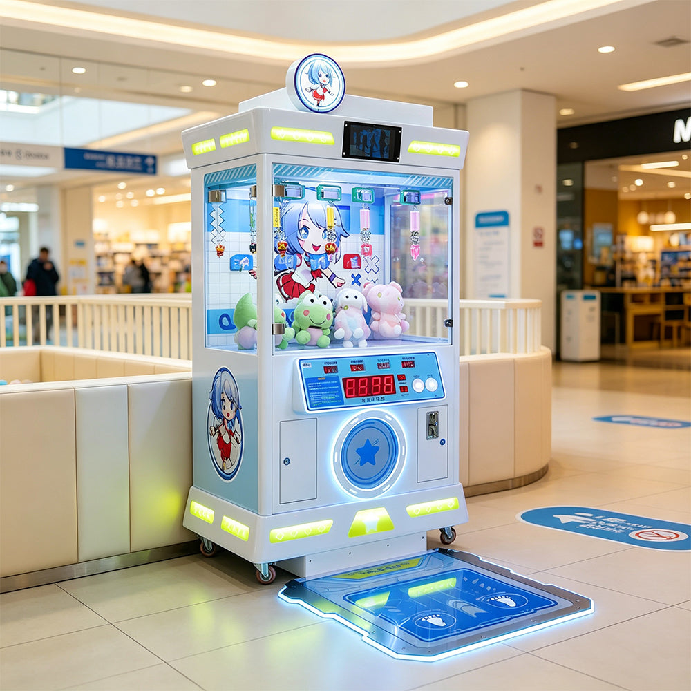 GAMEON Step Challenge Prize Machine - Coin Operated Arcade Game with Footstep Sensor, Score Display & Random Rewards for Kids Entertainment Venues - White