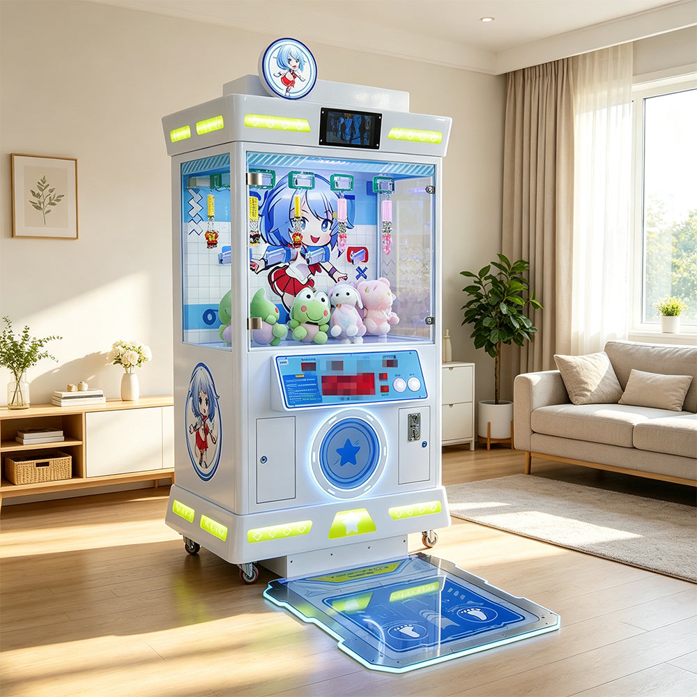 GAMEON Step Challenge Prize Machine - Coin Operated Arcade Game with Footstep Sensor, Score Display & Random Rewards for Kids Entertainment Venues - White