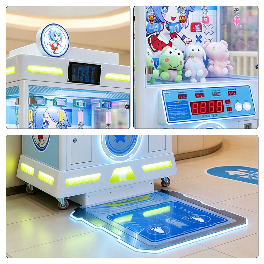 GAMEON Step Challenge Prize Machine - Coin Operated Arcade Game with Footstep Sensor, Score Display & Random Rewards for Kids Entertainment Venues - White