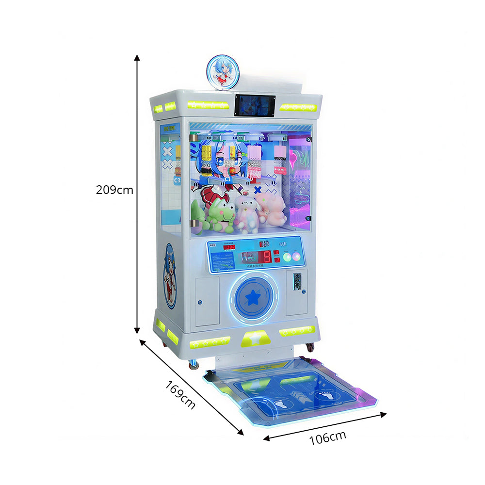 GAMEON Step Challenge Prize Machine - Coin Operated Arcade Game with Footstep Sensor, Score Display & Random Rewards for Kids Entertainment Venues - White